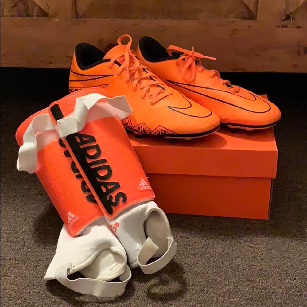 women’s soccer cleats & adult large shin guards